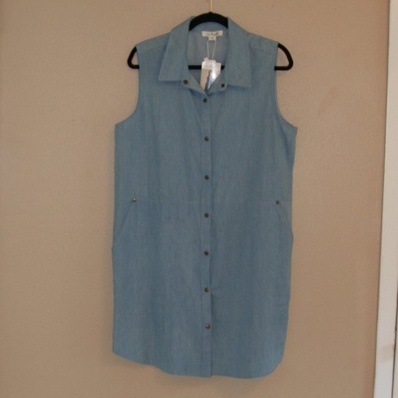 Simply Noelle size L/XL Convertible %100 Cotton Denim Midi Dress - Picture 1 of 6